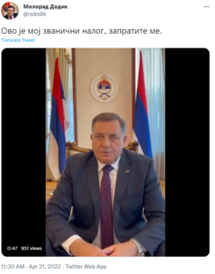 Милорад Додик се придружио Твитеру